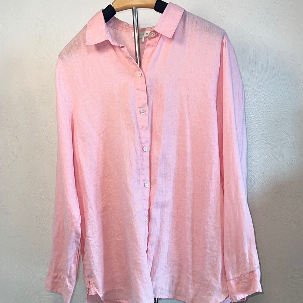 J. Jill love linen Pink Button Down Shirt